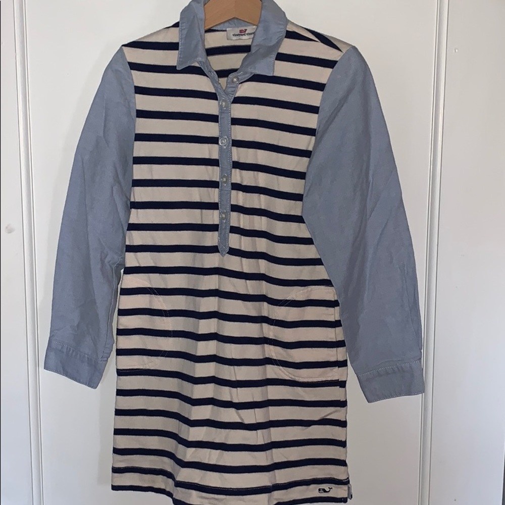 Girl knit oxford Shirt dress